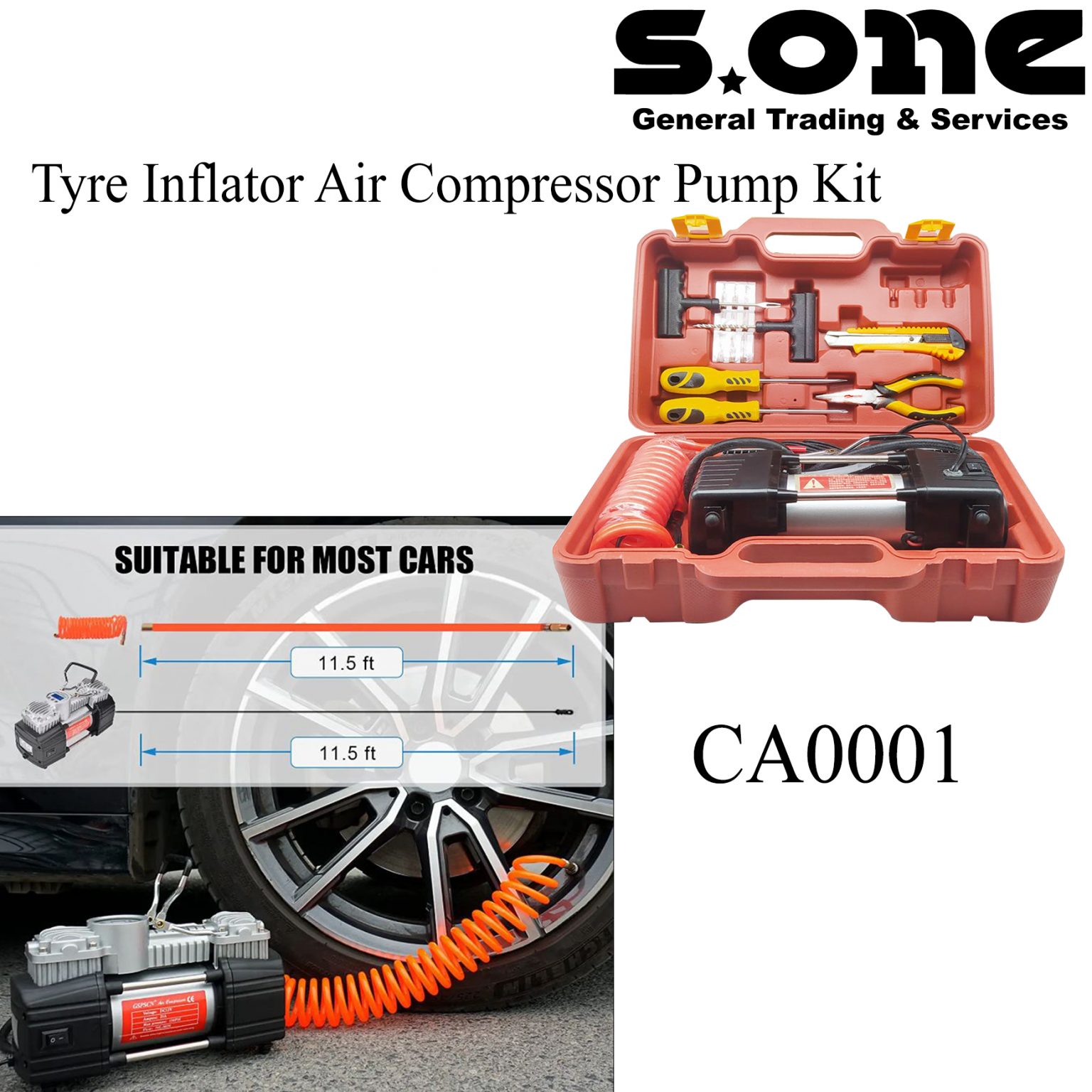 Tyre Inflator Air Compressor Pump Kit S ONE